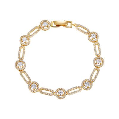 China Trendy Unique Vintage Cuban Link Bracelet New Gold Plated Copper Alloy Chain Bracelet 18K For Women Hot Wholesale for sale