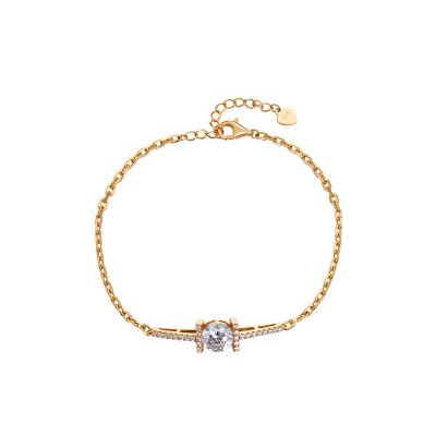 China FASHIONABLE T Shaped Big Zircon Bracelet 18K Light Gold Plated Adjustable Bracelet Birthday Jewelry Gift For Women Girls for sale