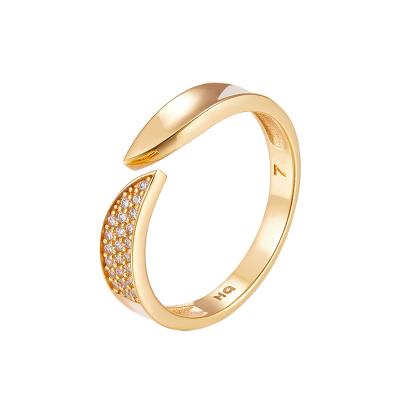 China Fashion CLASSIC Zircon Drill Copper Alloy Adjustable Open Half Zircon Diamond Finger Rings For Women for sale