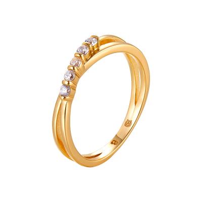 China Hot Sale CLASSIC Rose Gold Double Layer Cross Pave Ring 18K Gold Plated CZ Wedding Rings For Women for sale