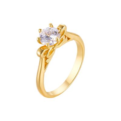 China FASHIONABLE Wholesale Hot Sale CZ Diamond 18k Gold Big 6 Claw Ring Fashion Trend Engagement Wedding Rings For Women for sale