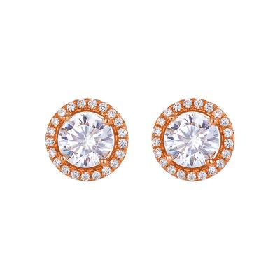 China Romantic Round Stud Earrings Simple Round Design Female Rose Gold And Silver Earrings for sale