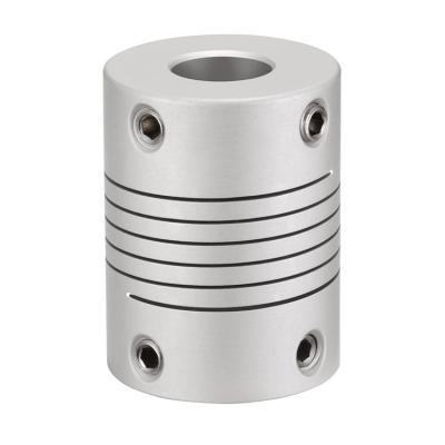 China Factory Shaft Coupling 50mm Silver Anodizing Aluminum Beam Spiral Coupling for sale