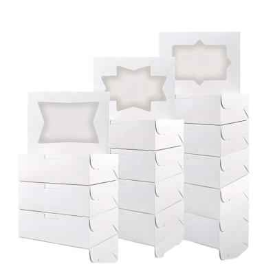 China Custom Recycled Materials Bakery Box White Boxes With Window Paperboard Packaging Boxes Eco-friendly Cardboard Small Pastries Cookie Cake Gift Boxes for sale