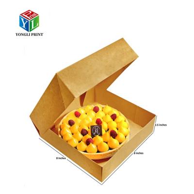 China Recycled Materials Wholesale High Quality Custom Square Strong Kraft Paper Bakery Cake Box With Window for sale