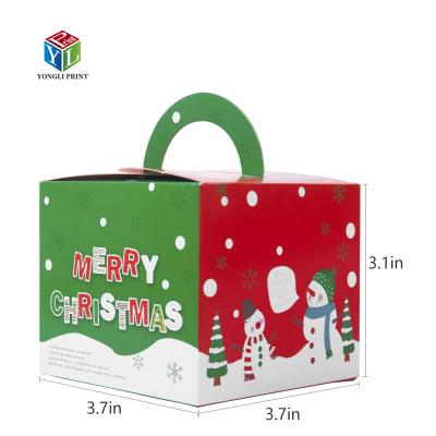 China Recyclable Christmas Cookie Boxes Food Bakery Treat Boxes With Handle Candy And Cookie Boxes For Gift Giving for sale