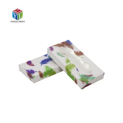 China Recyclable 50PCS Colorful Feathers Printing Empty Eyelashes Packaging Paper Box Eyelash Vendor Customized Boxes for sale