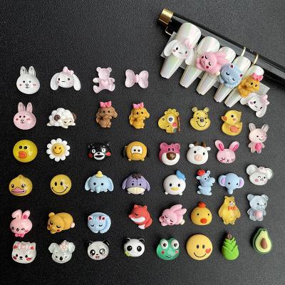 China New 10 Pcs Fashionable Hot Selling Cute Three-dimensional Cartoon Nail Decorations/Bag Animals Nail Art Resin Stickers And Decals for sale