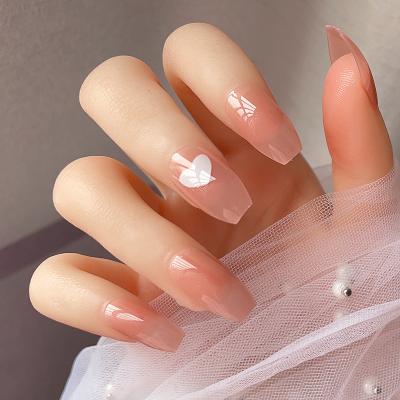 China Hot Design Amazon Ballerina Nails Press ON Nails Private Label Popular Custom Artificial Fake Nails With Jelly Glue for sale