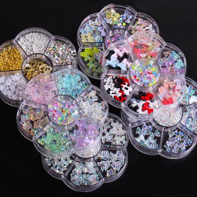 China 7 Luxury Nails Art Fancy Rhinestone Artificial Nails Crystal Stone Decoration Design Flatback TikTok Fashion Nail Rhinestone Grids/Nail D Set for sale