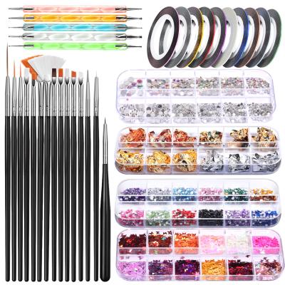 China HOT 15Pcs Nail Amazon Nail Drill Brush Dotting Manicure Kit Nail Art Tool Set Rhinestone Pen Glitter Foil Chips Nail for sale