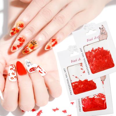 China Hot Red Nail Art Sequins Nail Salon Beauty Sale Star Love Maple Leaf Nail Art Patch Four-leaf Clover Butterfly Sequin Five-acute Correction for sale