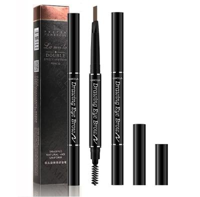 China Custom Logo Waterproof Makeup Brown Triangle Waterproof Private Label Double Headed Eyebrow Pencil With Brush for sale