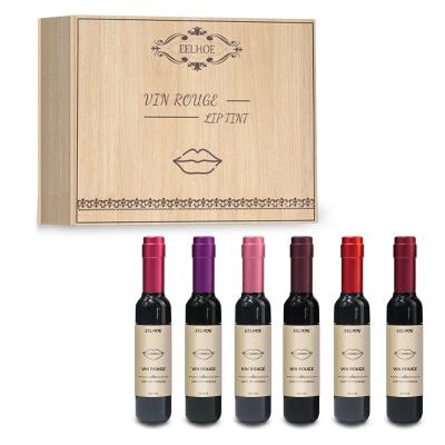 China Hot Amazon Wine Bottle 6Pcs/Box Waterproof Lipstick Smooth And Lasting Makeup Waterproof Moisturizer No Fade Wine Bottle Lip Tint Set for sale