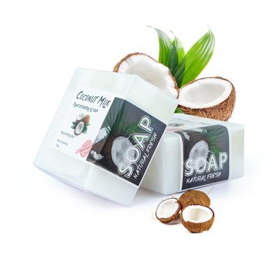 China Hot Sale 65g Organic Coconut Oil Private Label Soap Face&Body Rice Milk Base Handmade Cleansing Soap Whitening Soap for sale