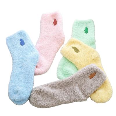 China Fuzzy Coral Fleece Sleep Socks Thickened QUICK DRY Female Tube Towel Winter Pregnant Women Socks Floor Slipper Socks Wholesale for sale