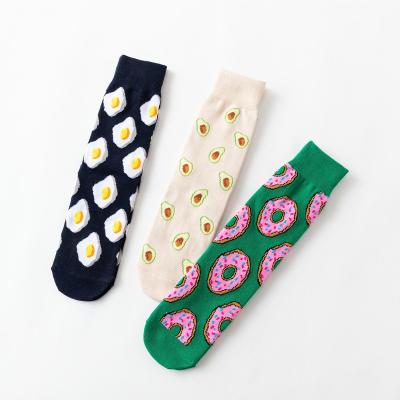 China Antibacterial Custom Design Socks Pattern Dots Fruit Food Series Jacquard Socks Embroidery Logo Socks for sale