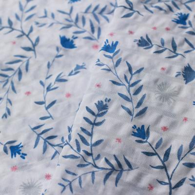 China High Quality Memory Polyester Fabric Soft Pressure Bubble Customized Cotton Seersucker Plain Weave Fabric For Bed Sheet Cover Wide Width for sale