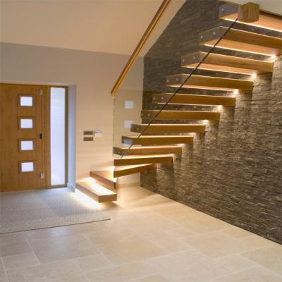 China PRIMA Stairs Modern Wooden Side / Wall Stringer Floating Stairs for sale