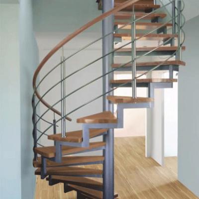 China Contemporary Staircase For Small Spaces Stair Tread 316 Stainless Steel Wood Railing for sale