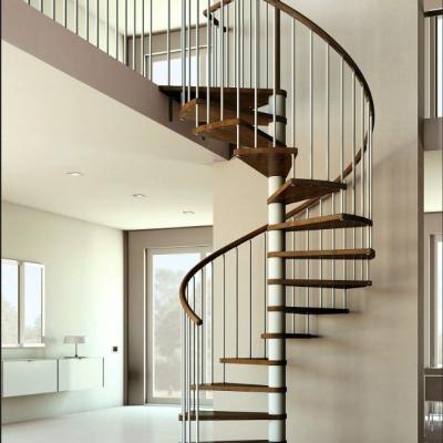 China New Factory Sale Contemporary Direct Wood Spiral Stairs Outdoor Spiral Stairs Model Cast Iron Spiral Staircase for sale