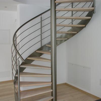 China Contemporary Outdoor Metal Spiral Stairs Designs Rubber Wood Stairs for sale