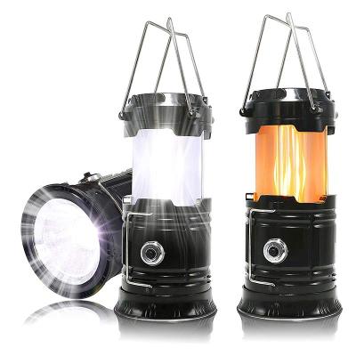 China Camping Fishing Battery Operated Portable Emergency 3*AAA LED Flame Effect Light, Outdoor Rechargeable Solar Telescopic Flame Dancing Camping Lantern for sale