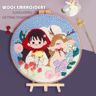 China Eco-Friend Push Embroidery DIY Kit Creative Wool Hand Embroidery Russian Hot Selling Kit for sale