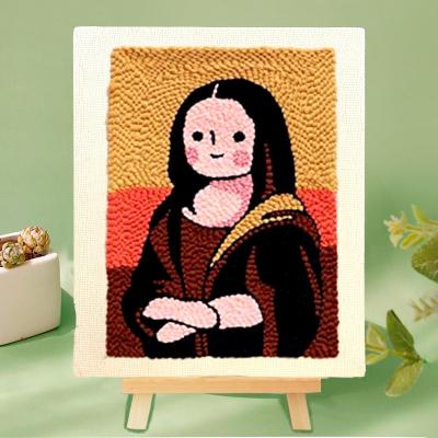 China Handmade Circle Mona Lisa The Smile Amazon Handcraft DIY Embroidery Punch Needle Set Punch Needle Kit For Beginner for sale