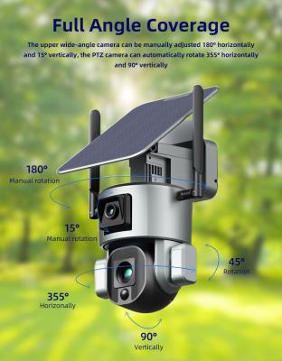 China WiFi 4K Solar Floodlight Camera 10X Optical Zoom Dual Lens Linkage for sale