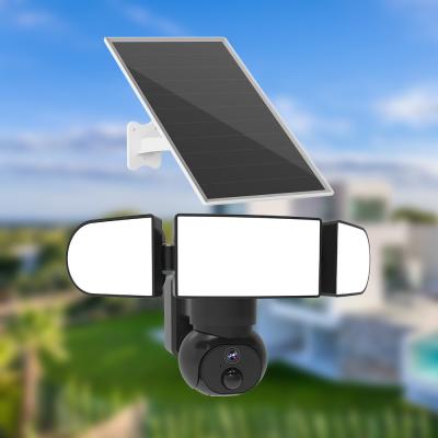 China Wireless Solar Floodlight Camera 1500 Lumens 4MP 4G 3G Cellular Solar Security Camera for sale