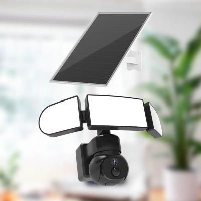 China 2K Solar Yard Flood Light Camera Pan Tilt 0.00001LUX Color Night Vision for sale