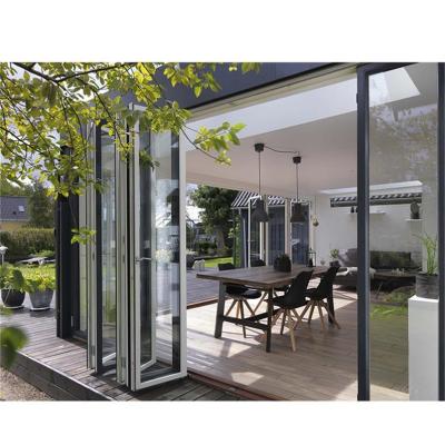 China Modern design bifold exterior aluminum ally accordion patio doors glass folding glass doors for sale