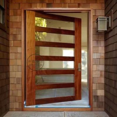 China Modern Popular Design Waterproof Wood Veneer Flow Design Interior Pivot Doors Modern Entryway for sale