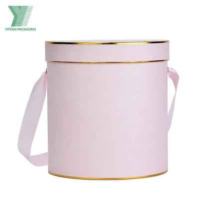 China Customized Wholesale Luxury Rose Handmade Wedding Party Decorate Fresh Rose Round Cylinder Packaging Gift Hat Paper Tube Flower Box for sale