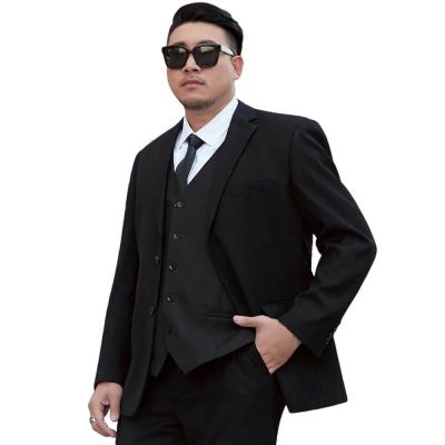 China hot sale Anti-wrinkle big plus size TR fabric 2 pieces loose fit black custom made two buttons men suit for wedding for sale