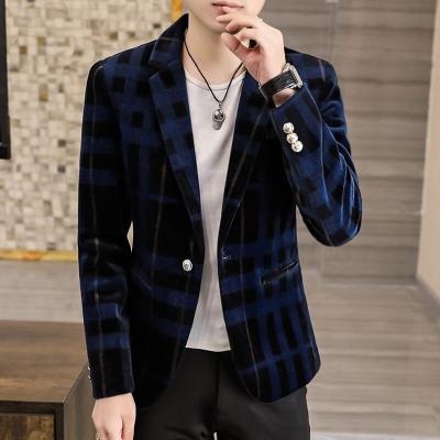 China New Design Anti-wrinkle men's blazer slim fit suit fashion blazer for men's velvet jacket and blazer for sale