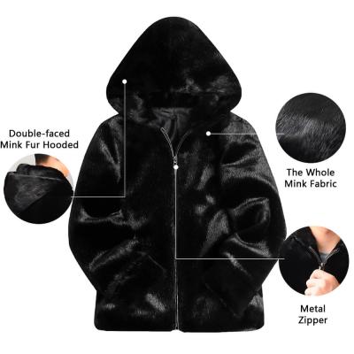 China New Arrival Faux Imitation Faux Mink Windproof Jacket Men Clothing Men's Fashion Big And Tall Male Faux Fur Hooded Plus Size Coats for sale