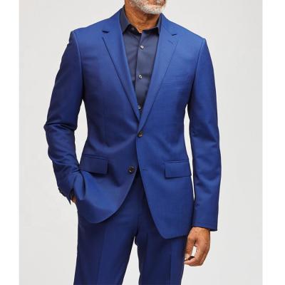 China Anti Shrink Classic Suit Made OEM MTM Slim Blue Worsted Business Party Woolen Men Navy Royal Blue Suit for sale