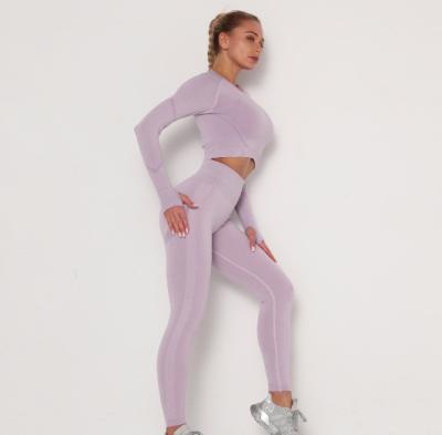 China High-Waist Slim-fitting Sports Long Sleeve Fitness Yoga Sets Activewear Women Workout Yoga Two-Piece Set for sale