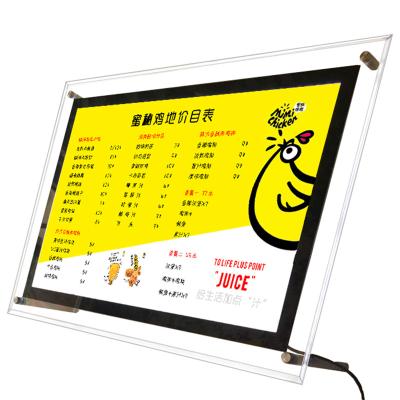 China Indoor Crystal  acrylic light guide plate illuminated light box menu advertising promotional light box for sale