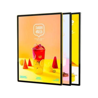 China Indoor High Brightness Ultra Slim Led Poster Frame Light Box Glass Panel Menu Advertising Lightbox for sale