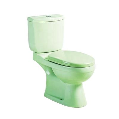 China Hot New African Sanitary Ware Modern Green Low Price Ceramic Double-Flow Market Two Piece Toilet for sale