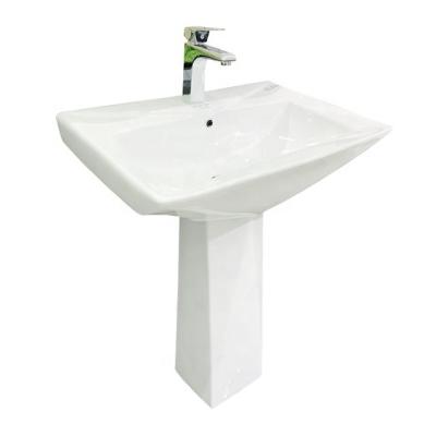 China Hotel Modern Luxury Pedestal Free Standing Sink Round Ceramic Bathroom Pedestal Wash Smart Hand Basin for sale