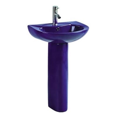 China Modern Made In China High Temperature Ceramic Blue Color Pedestal Wash Basin Pedestal Wash Basin for sale