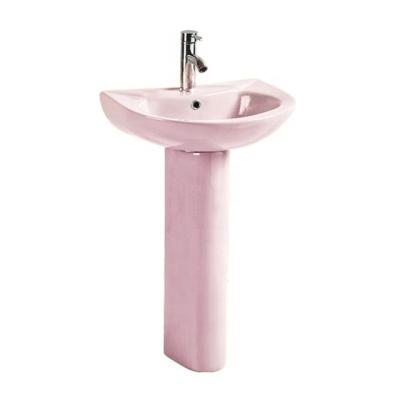 China Modern Hot Selling Pedestal Washbasin Rose Color Pedestal Wash Basin for sale