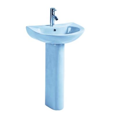 China Modern Africa Top Selling Blue Colors Soft Color Pedestal Price Stand Alone Wash Basin for sale