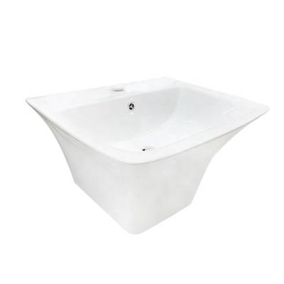 China High Grade Modern Wall Hung Square Ceramic Sink Basin Bathroom Hanging One Piece Wash Basin for sale