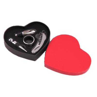 China Promotion Viable Use Heart Shaped Wine Bottle Opener Wine Bottle Stopper Set for sale