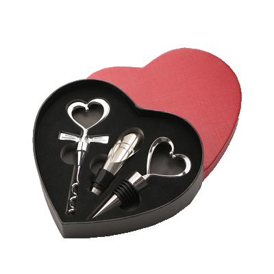 China Stocked heart shaped wine opener and cork set for wedding favors for sale